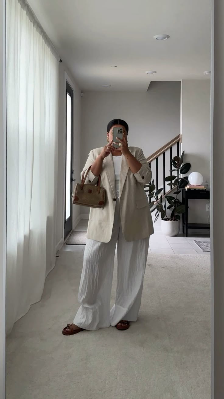 Blazer and Wide-Leg Pants Look