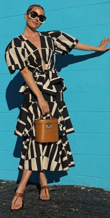 Black and White Striped Two-Piece Set