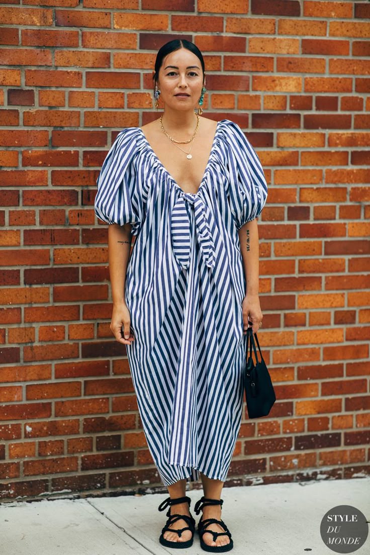 Striped Puff Sleeve Dress