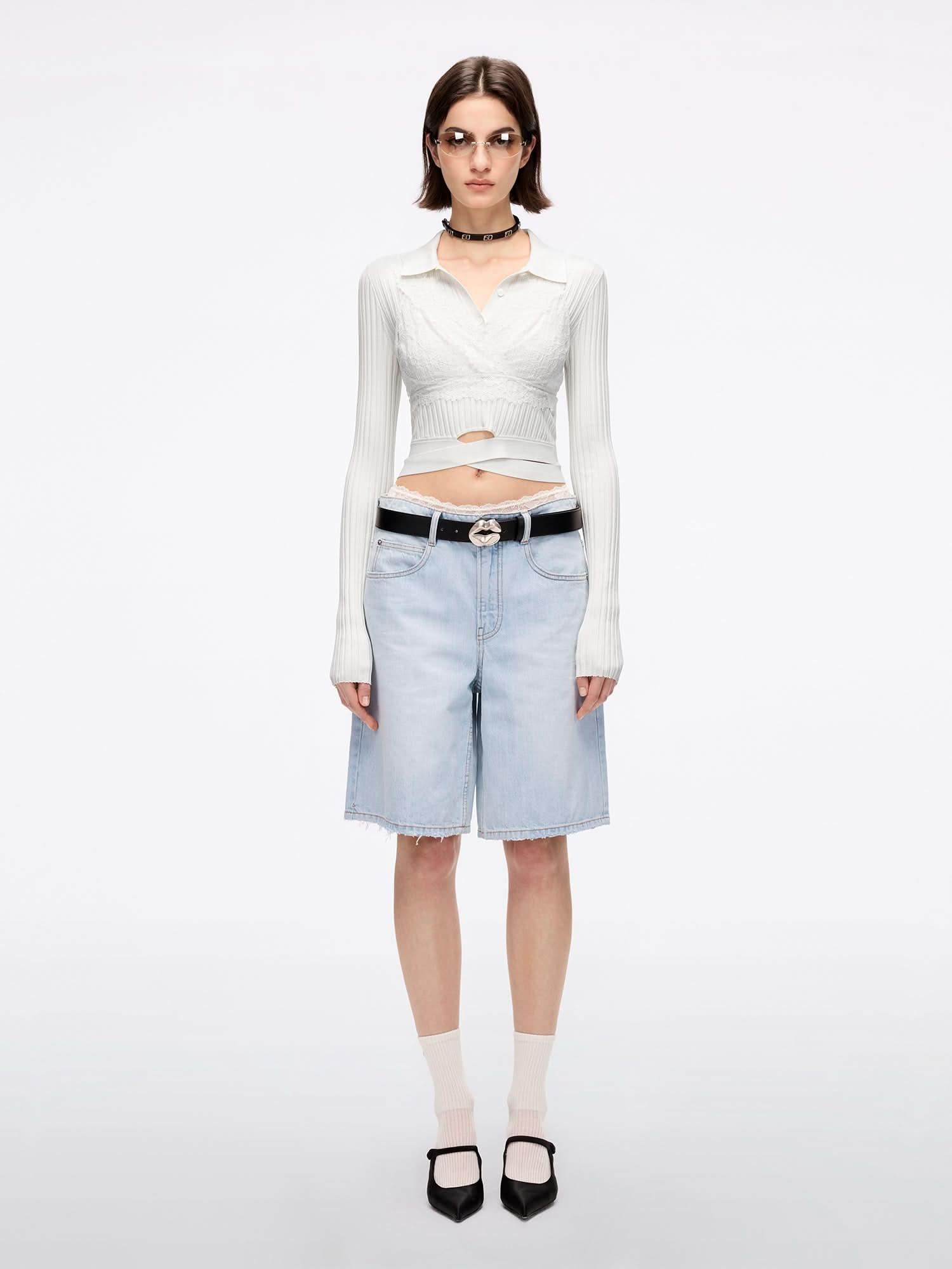 Denim Culottes with Acetate