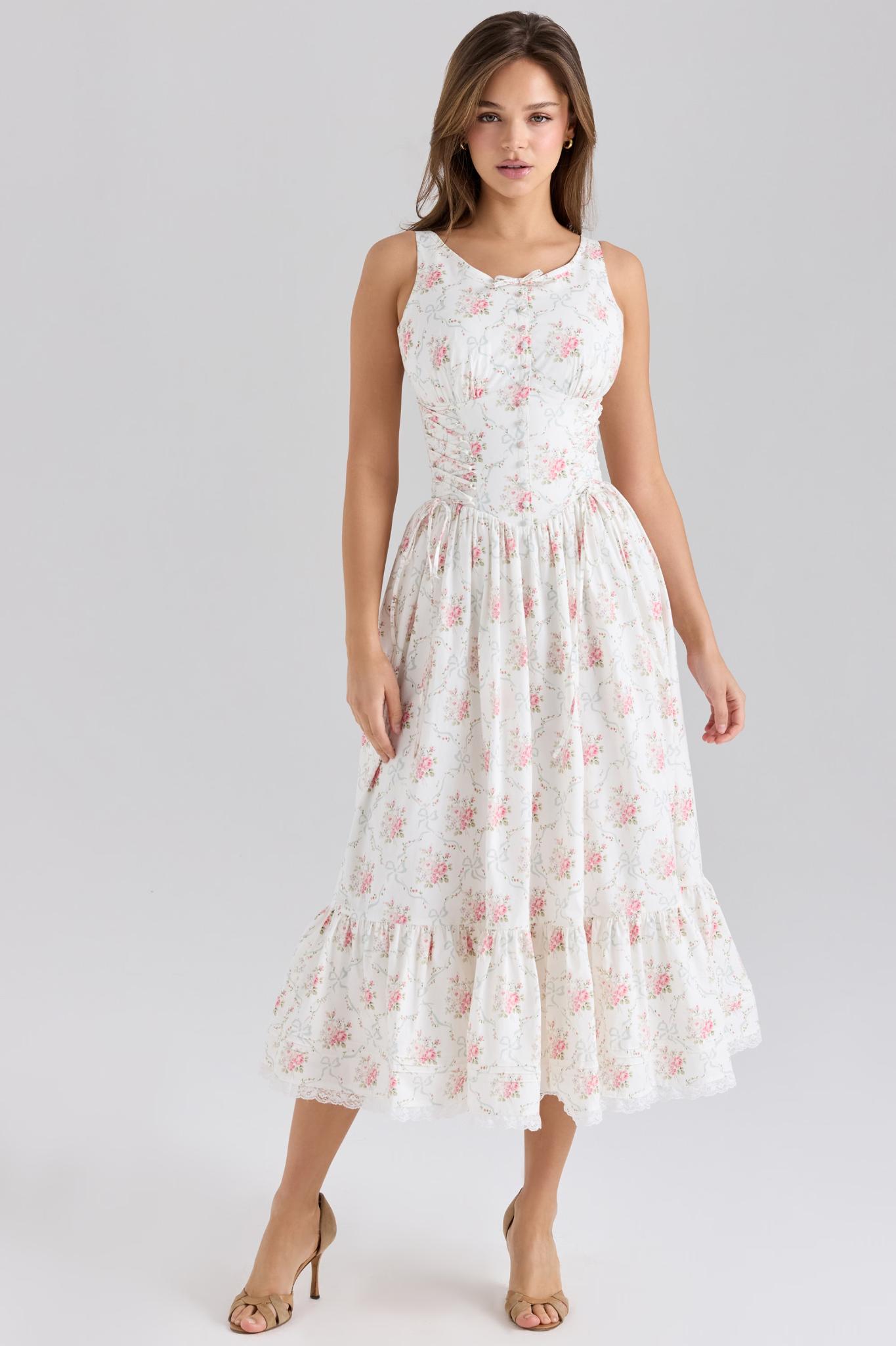rose print midi dress