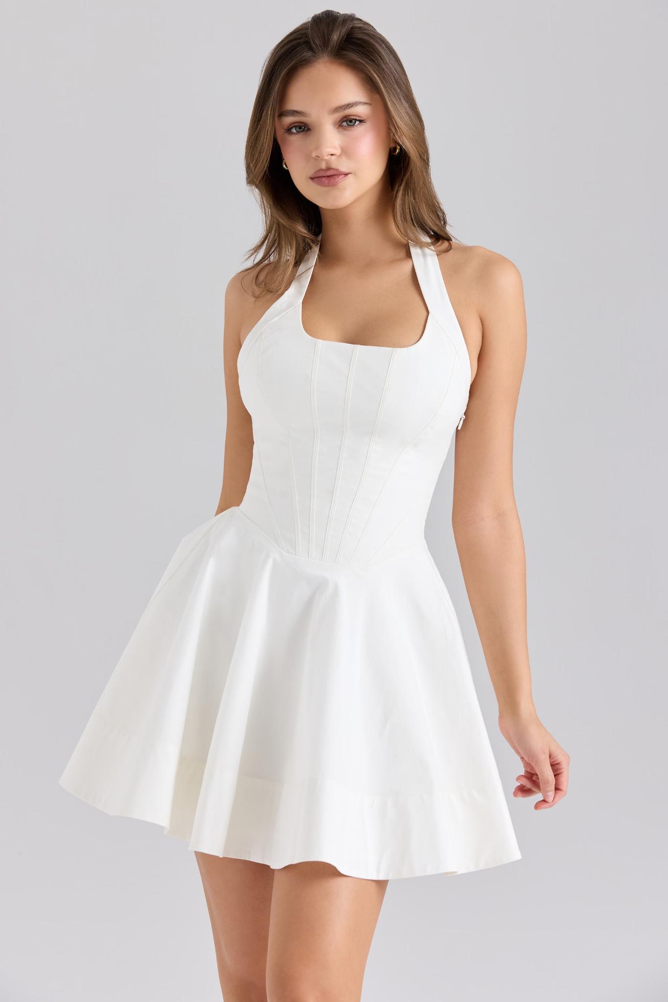 white halter mini dress