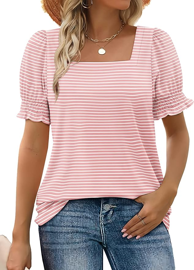 Ruffle Trim Square Neck Shirt