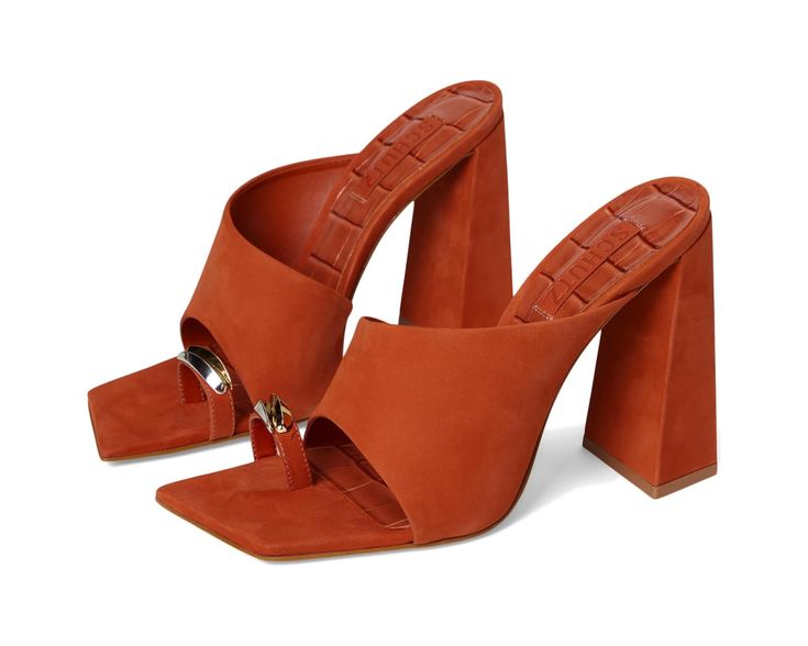 Rust High Block Heels